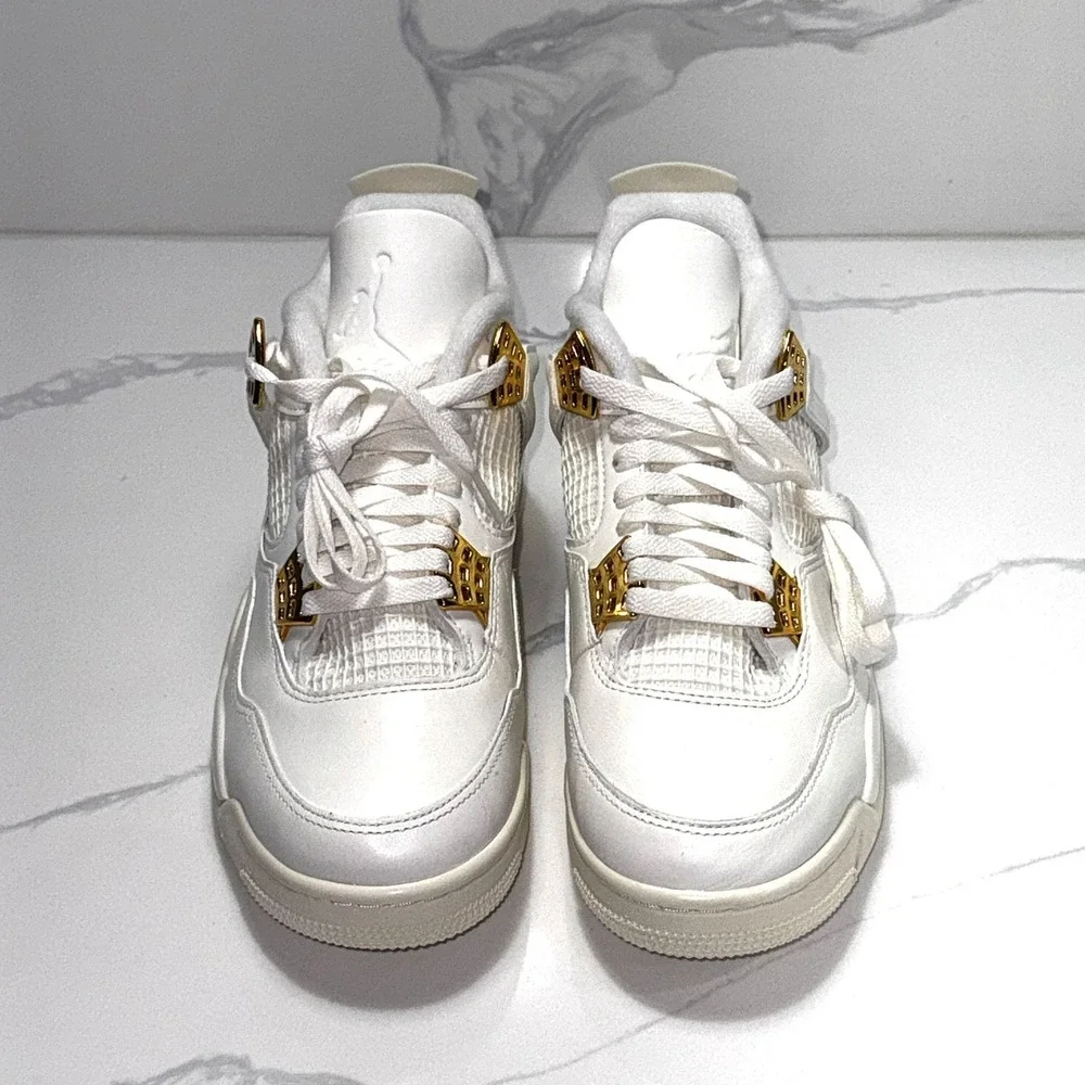 Nike Air Jordan 4 Metallic Gold Women's Size 9.5 Men's 8 B-GRADE - Picture 3 of 6